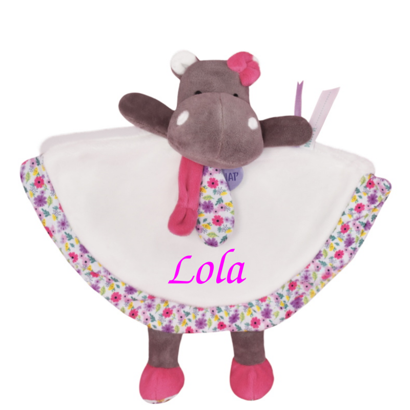  - zoé the hippo - comforter pink white liberty 25 cm 